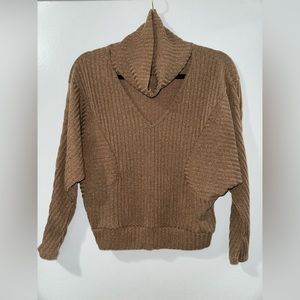 NEW Jolie Small Bat Wing Long Sleeve Collar V Neck Brown Casual Winter Fall